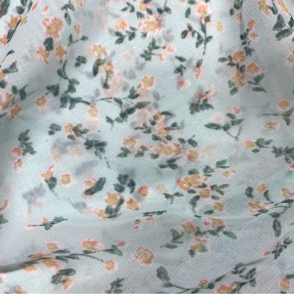 Roll’n Deep Clothing Company BlueishGreen Smocked  Ballon Sleeves Floral Dress L - Picture 5 of 13